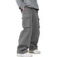thumbnail image 4 of JUUYY Men's Baggy Cargo Pants Casual Multi Pocket Straight Leg Drawstring Elastic Waist Loose Fit Outdoor Active Pants‌ Workwear Trousers Dark Gray XL, 4 of 6