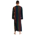 thumbnail image 5 of Mufeng Men's Thobe Muslim Loose Fit Stripe Robe Islamic Robe Multicolor Arabic Thobe with Pocket Red Green L, 5 of 6