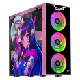 thumbnail image 1 of Gabinete Gamer XTREME PC GAMING D.VA Edition Media Torre ATX 600W 4 Fan Cristal Templado RGB Rosa, 1 of 6