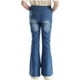 thumbnail image 3 of Sholeno Kids Girls Vintage Flared Jeans Zip Closure Elastic Waist Denim Pants Casual Ripped Jeans Blue 16, 3 of 7