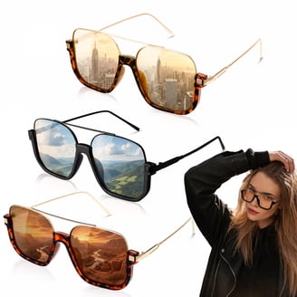 FEISEDY Square Aviator Steampunk Sunglasses Men Vintage  display picture 2