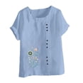 thumbnail image 3 of Túnica de Manga Corta Tops para las Mujeres Océano Pescado Impreso Blusa, Ropa Casual Ver Botón Arriba Camiseta, 3 of 4