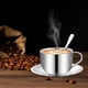 thumbnail image 5 of Juego de tazas de café de acero inoxidable - 304 tazas aislantes de doble pared para oficina, té y bebidas calientes, 13,6 cm, plata (set de 3 piezas), 5 of 6