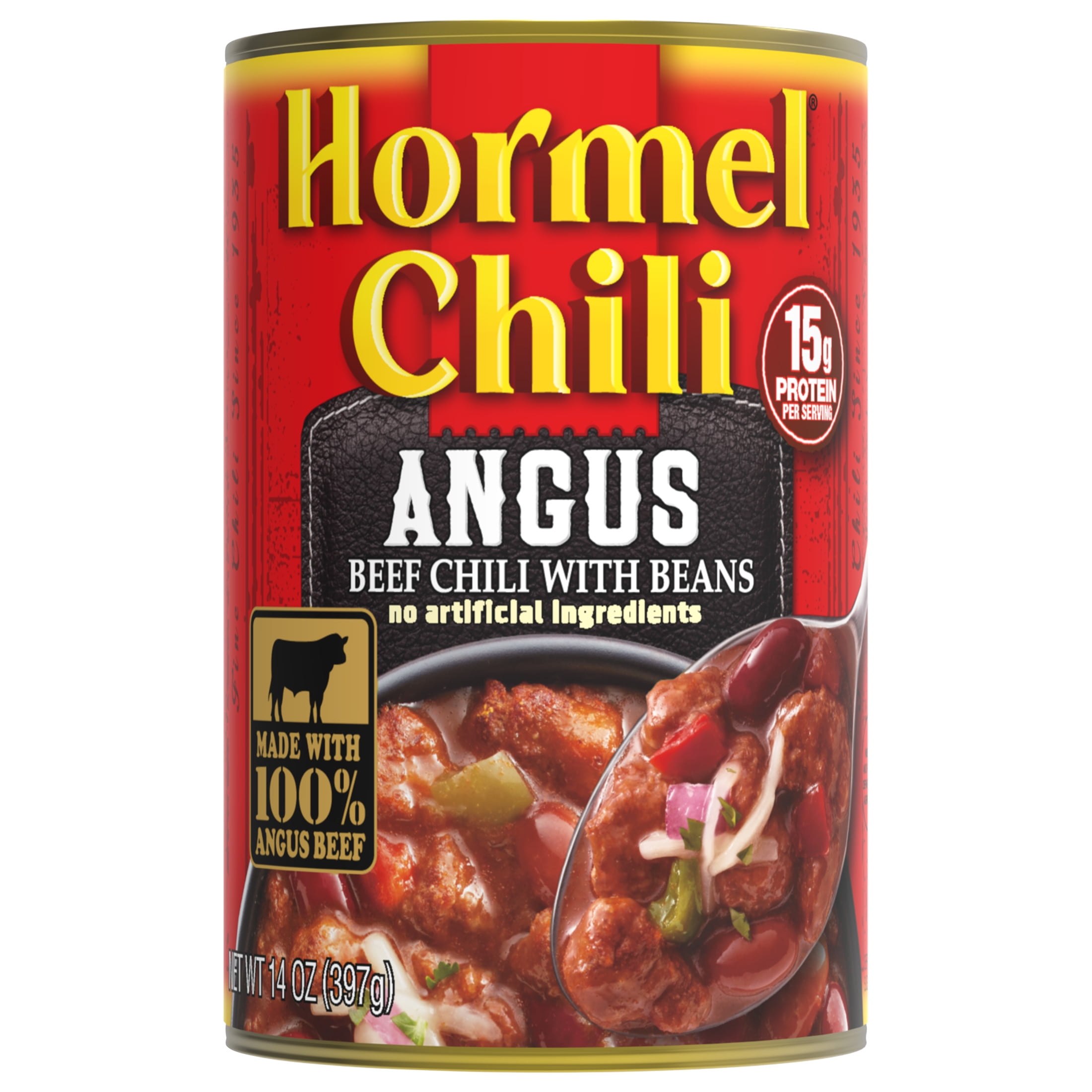 (12 pack) HORMEL Chili Angus Beef Chili with Beans, Made with 100% Angus Beef, 14 oz