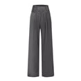thumbnail image 5 of Clearance Women's Casual Pants,Linen Pants Women Comfy Baggy Wide Leg Pants Summer Flowy High Waisted Palazzo Beach Pants Trousers With Pockets, 5 of 6