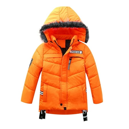 

DNDKILG Toddler Child Boy Girl s Fall Winter Hooded Jackets Infant Baby Long Sleeve Zip Up Faux Fur Coat Thicken Outerwear Orange 18M-5Y