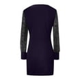 thumbnail image 4 of Fiaer Women's 2025 V Neck Lacelong Sleeve Wrap Ruched Sheath Bodycon Party Mini Cocktial Party Dress Purple M, 4 of 5