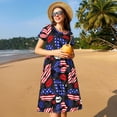 thumbnail image 4 of Fotbe Robe Motif Lèvres Américaine Décontractée Mode Femme Manches Courtes Robe Maxi Robe T-Shirt Rayée Longue à Blocs de Couleur, 4 of 6