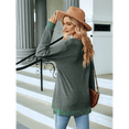 thumbnail image 4 of Blusas de Otoño para Mujer, con Escote en V, Encaje, Larga, Holgadas, con Ribete de Bloques de Color, Moda 2025 Verde S, 4 of 10