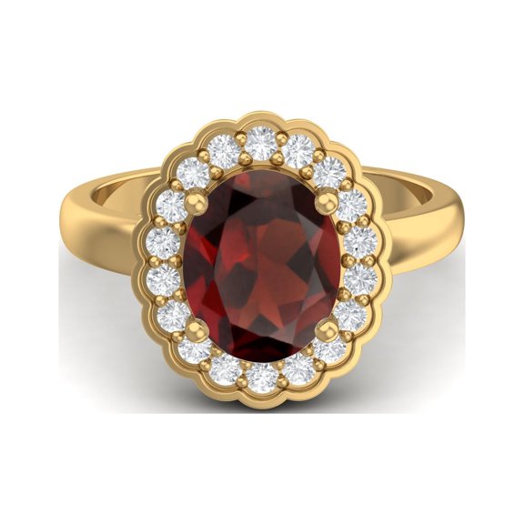 925 Sterling Silver Gold Vermeil 6mm Round Garnet Solitaire Women Valentines Day Gifts Ring