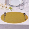 Efavormart 6 Pack NonSlip Table Placemats, Oval Faux Leather Placemats With Glitter Gold for