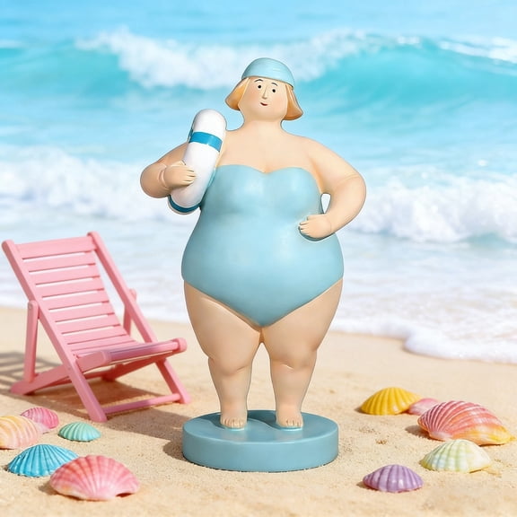 Resin Swimsuit Woman Figurine Decor – Colorful Summer Beach Statue for Home, Office, Bedroom or Hotel Decoration