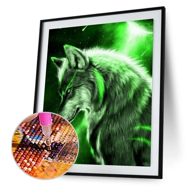 Cuadros Decorativos Lobo 5D diamante pintura bordado DIY artesanía punto de cruz decoración del hogar (A) Wdftyju embutido en tela