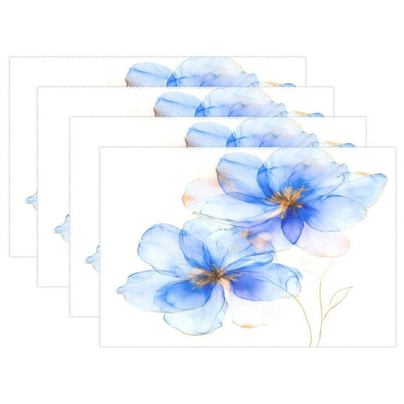 Ryvnso Placemats Set of 4 Watercolor Flower Dining Mats Heat-Resistant Non-Slip Washable Table Mat