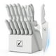 thumbnail image 1 of Juego de cuchillos Imarku Sharp de acero inoxidable con bloque, 14 piezas, gris y blanco, 1 of 6