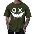 thumbnail image 3 of Momasggi Graphic Tees for Men Big and Tall Short Sleeve Shirts Oversized Summer Crew Neck T-Shirts Loose Casual Going Out Tops Army Green 5XL, 3 of 5