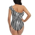 thumbnail image 5 of Picia Zebra Skin Pattern Women's One Piece Swimsuits,One Shoulder Swimwear Asymmetric ,Ruffle Monokinis Bathing Suits,High Waisted Flattering Bathing Suits-Medium, 5 of 8