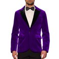 thumbnail image 1 of CHAQUETA DE TRAJE de terciopelo INSPIRE CHIC para hombres, con solapa en contraste, blazer de velour para bodas y fiestas, color púrpura, 1 of 5