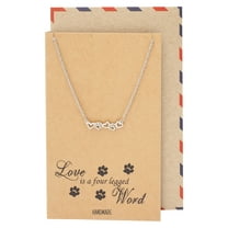 Quan Jewelry Pet Lover Gifts for Women Paw Print Necklace, Gifts for Her with Greeting Card