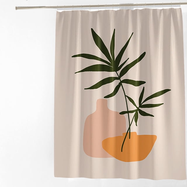 Cortina de ducha abstracta de flores, 71 x 71, arte bohemio y minimalista, tela impermeable, para cualquier baño moderno, ganchos incluidos