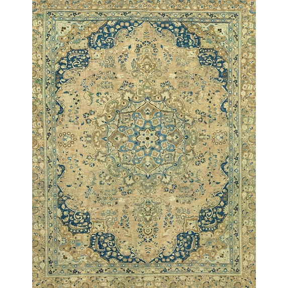 Ahgly Company Machine Washable Indoor Rectangle Abstract Dark Moccasin Green Area Rugs, 7' x 10'