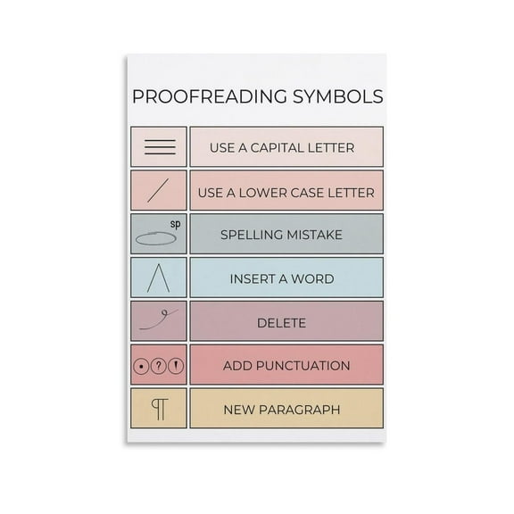 Proofreading Marks Poster Marks Art Poster English Classroom Living Room Bedroom Decorative Painting Canvas Wall Art