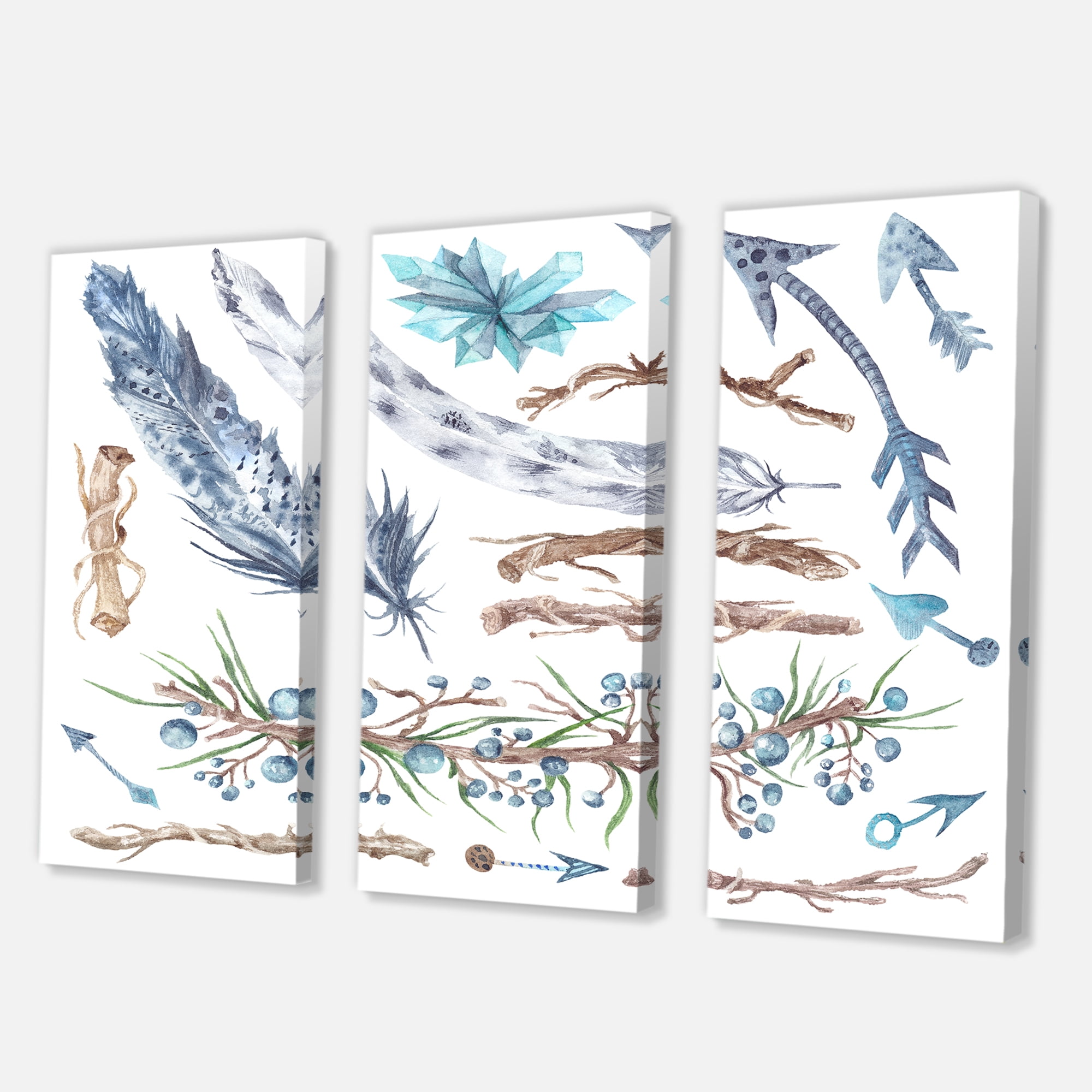 Designart ' Tribal Forest Elements ' Bohemian & Eclectic Canvas Wall Art Print