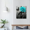 thumbnail image 3 of ONETECH Farmhouse Bathroom Decor Canvas Wall Art Teal Blue Roses Butterfly Picture Wall Decor Black and White grey Bath Painting Print Home Decorations Framed For Living Room Bedroom - 16x20 Inch, 3 of 3