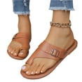 thumbnail image 4 of Commforr Sandales de Plage pour Femmes Sandales Plates pour Femmes Sandales Larges pour Femmes Sandales à Enfiler pour Femmes Mode Rétro Boucle Ajustable Confortables Plates Légères Semelle de Propreté Sandales de Plage pour Dames Brun 9, 4 of 7