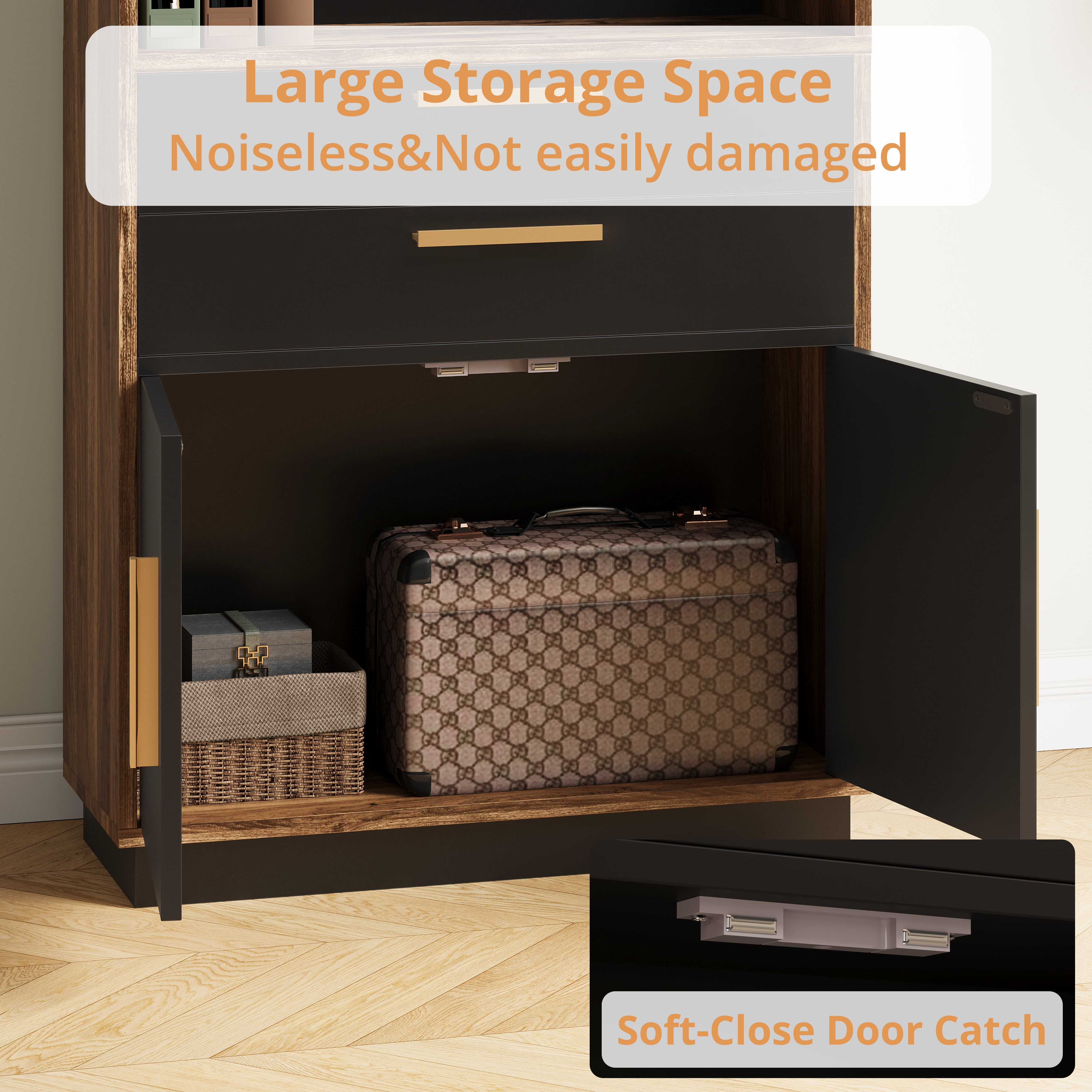ModernMate 59" Tall Wooden Bookcase with 2 Drawers, Modern Bookshelf with Doors, 8 Open Storage Cubes, Storage Organizer Freestanding Rack for Living Room Home Office Study Room