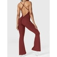 thumbnail image 6 of FEORJGP Women Summer Bodycon Jumpsuits Ladies Spaghetti Strap Rompers Sleeveless Bodysuit Wide-legging Flare Pants Cross Backless Solid Color Unitard Playsuits Casual Daily Streetwear, 6 of 7
