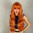 thumbnail image 4 of Peluca naranja ondulada larga con flequillo para disfraz de mujer peluca completa sintética para fiesta de cosplay uso diario, 4 of 5