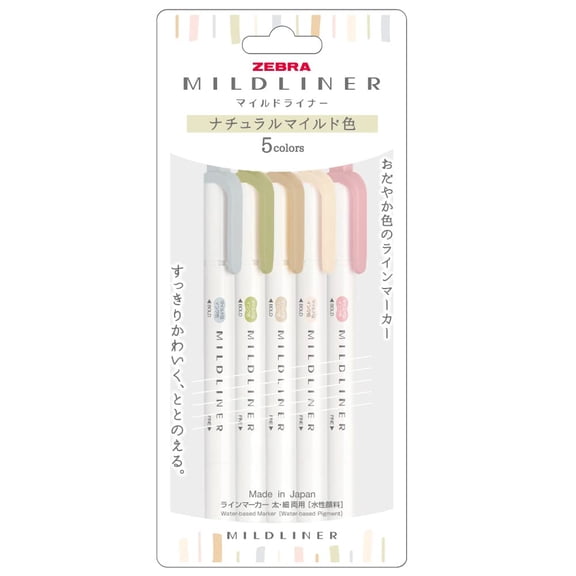 Juego de rotuladores ZEBRA Mildliner de doble cara, color natural