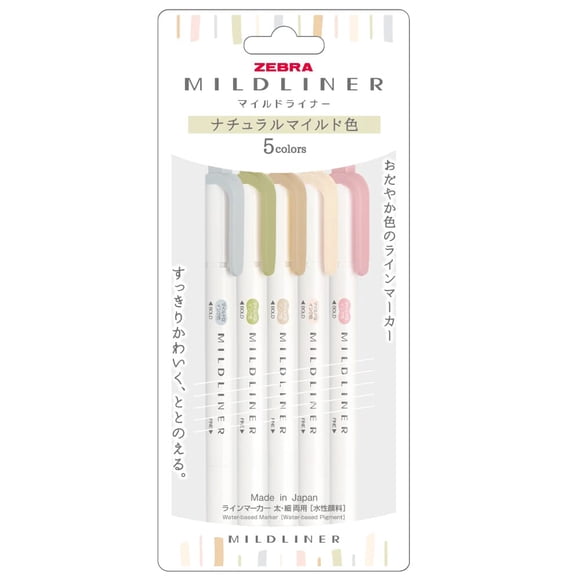 Juego de rotuladores ZEBRA Mildliner de doble cara, color natural