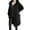 Black L, variant on Women Windbreaker Hooded Button-down Loose Pure Color Coat Long Sleeves Knee Length with Pockets Tight Waist Windproof Lady Jacket