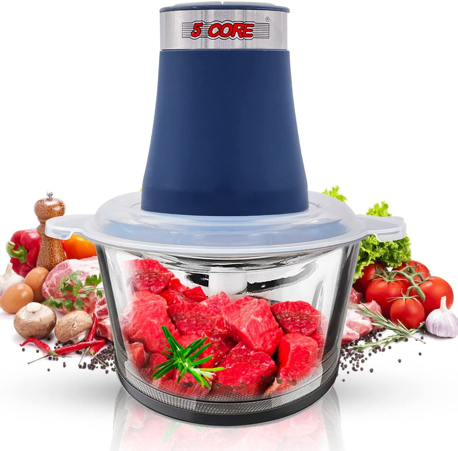 Mini Food Processor with 2.5 Cup Glass Bowl, Acekool Small Electric Food  Chopper for Vegetables Meat Fruits Nuts Puree - 300W 2 Speed Kitchen Food