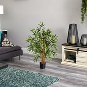 Nearly Natural 3 Multi Bambusa Bamboo Artificial Tree, Green