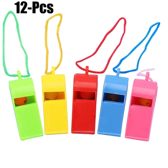12PCS Party Whistles Noise Making Colorful Party Favors Toy Whistles with Lanyards for Party Sports