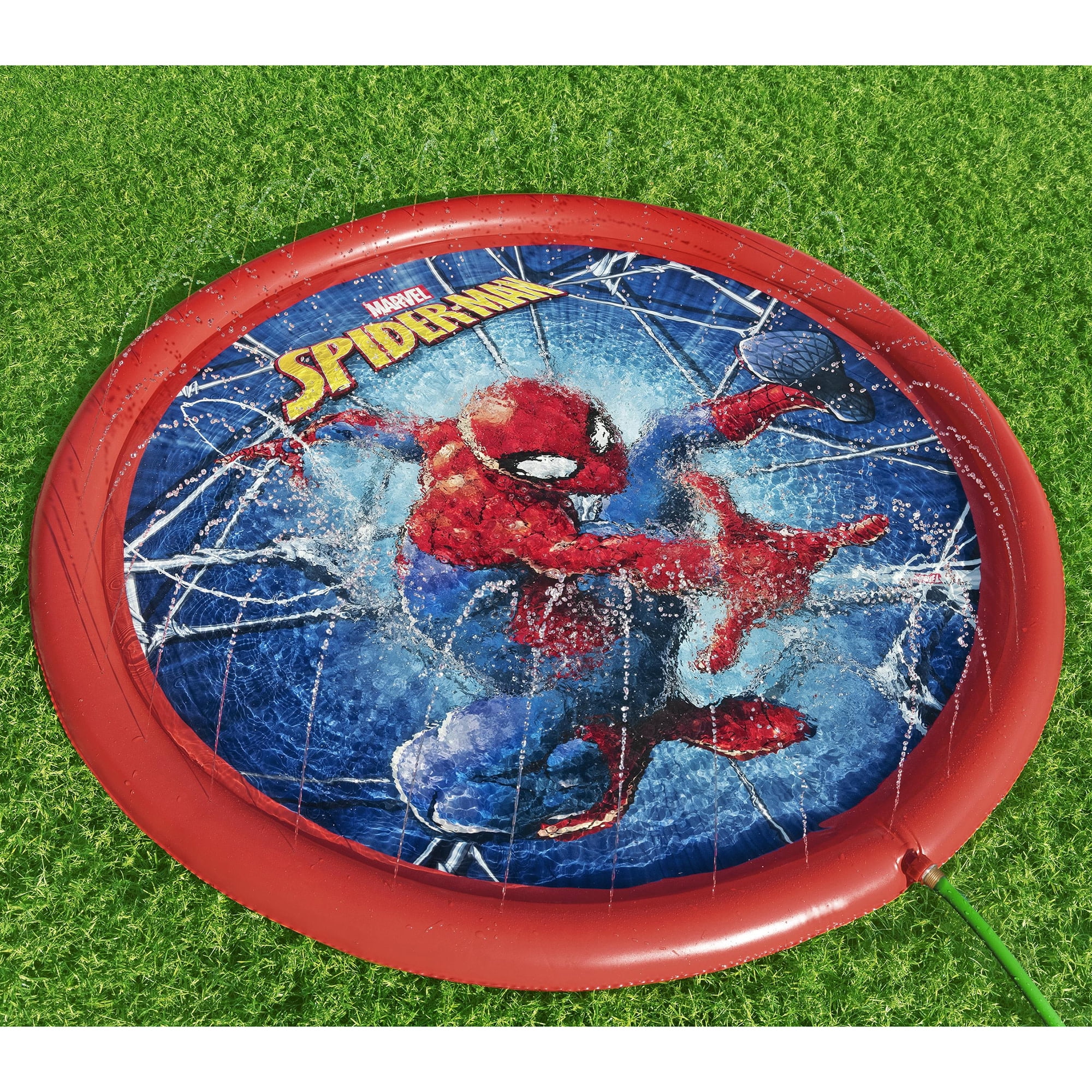 Bestway: Marvel: Splash Pad - Spider-Man - 65 inch Inflatable Sprinkler & Water Play Zone, Superhero Character, Outdoor Backyard Toy, Toddlers-Kids 2+