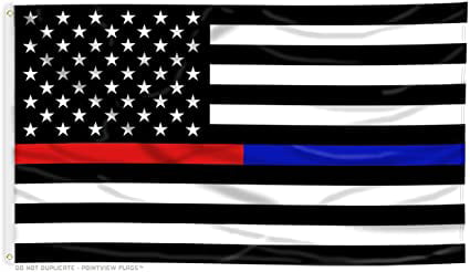 Thin Blue Line and Thin Red Line Dual American Flag 3 x 5 ft with Grommets 
