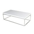 thumbnail image 4 of Zen 48 Inch Coffee Table, Rectangular White Lacquer Top, Chrome Steel Frame, 4 of 5