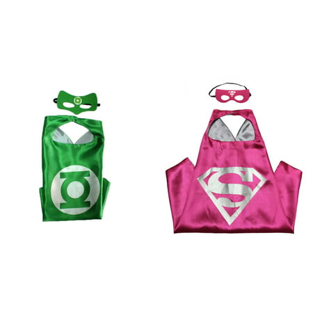 Green Lantern & Supergirl Costumes - 2 Capes, 2 Masks w/Gift Box by Superheroes