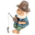 thumbnail image 2 of Fishing Gnome Sitter, UV  Outdoor Garden Gnome  For Pond, 2 of 8