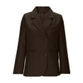 thumbnail image 4 of Blazer for Women Elegant Business Office Jacket Casual Open Front Long Long Sleeve Work Loose Notched Lapel Button Down Cardigan Coffee XXL, 4 of 6
