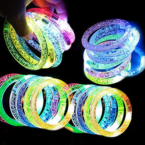 24 Pack Glow In The Dark LED Bracelets New Years Eve Party Supplies Flashing Light Up Bracelet Glow Sticks Party Toy Neon Party Supplies Light Up Rave
