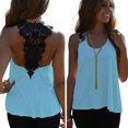 thumbnail image 3 of Top de verano para mujer, chaleco sin mangas, camiseta sin mangas con encaje de ganchillo Irfora Azul S, 3 of 7