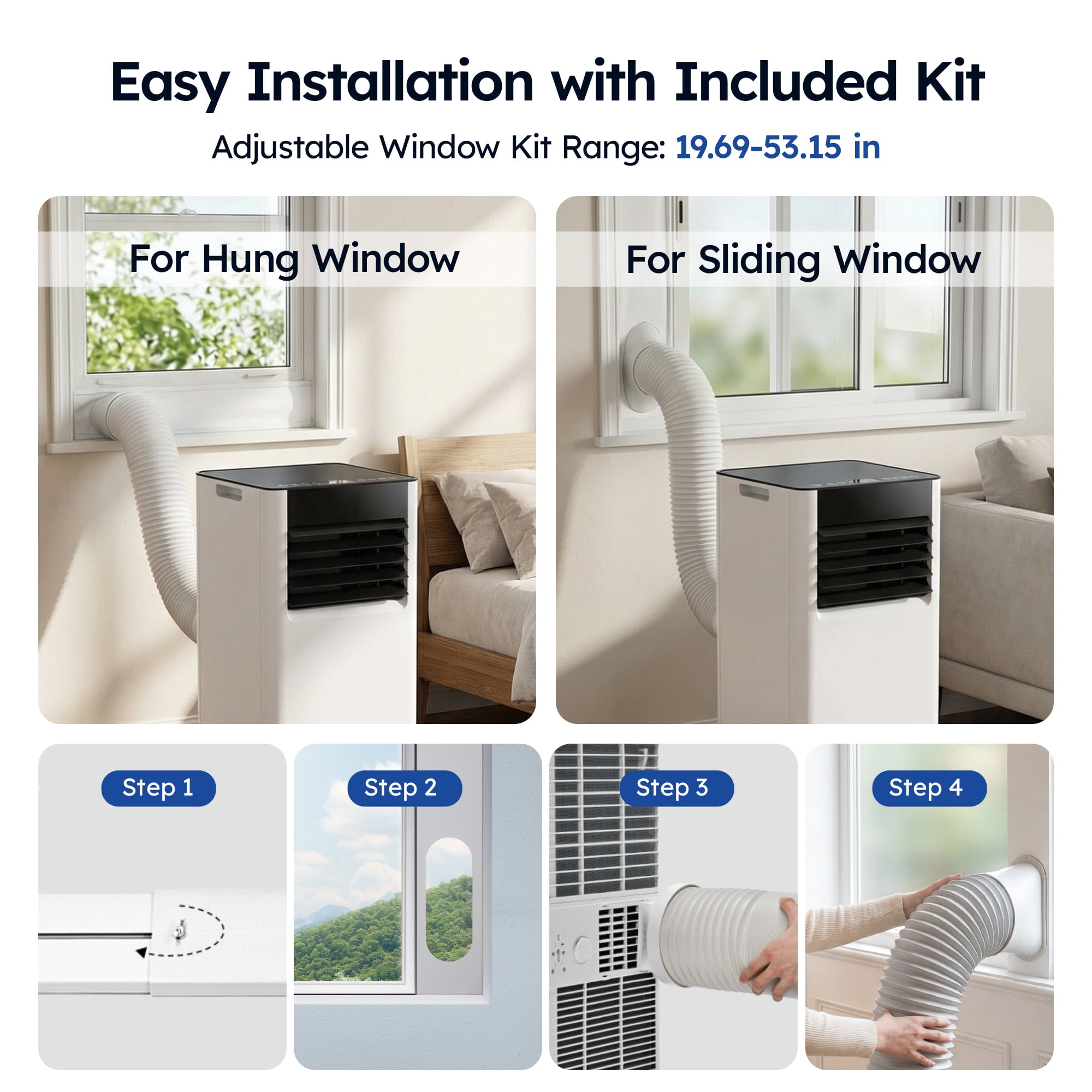 SIMZLIFE 10000 BTU Portable Air Conditioner with WIFI and Remote Control,Small AC Unit with Dehumidifier and Fan for Rooms up to 550 Sq. Ft., White