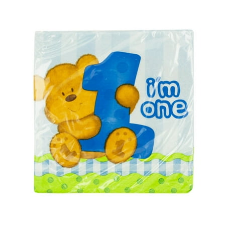 Boy S 1st Birthday Teddy Bear Party Napkins 24 Count Walmart Com