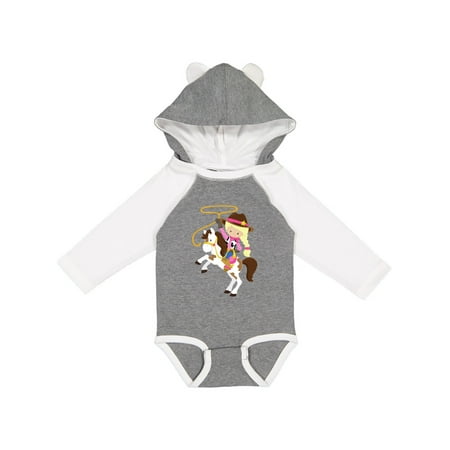

Inktastic Cowboy Girl Cowgirl On White Horse Blonde Hair Gift Baby Girl Long Sleeve Bodysuit