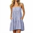 thumbnail image 7 of Snorda Women's Striped Dress Summer Round Neck Sleeveless Striped Solid Color Casual Dress Flowy Sundress Ideal for Daily Wear Beach Vacation & Party, 7 of 7